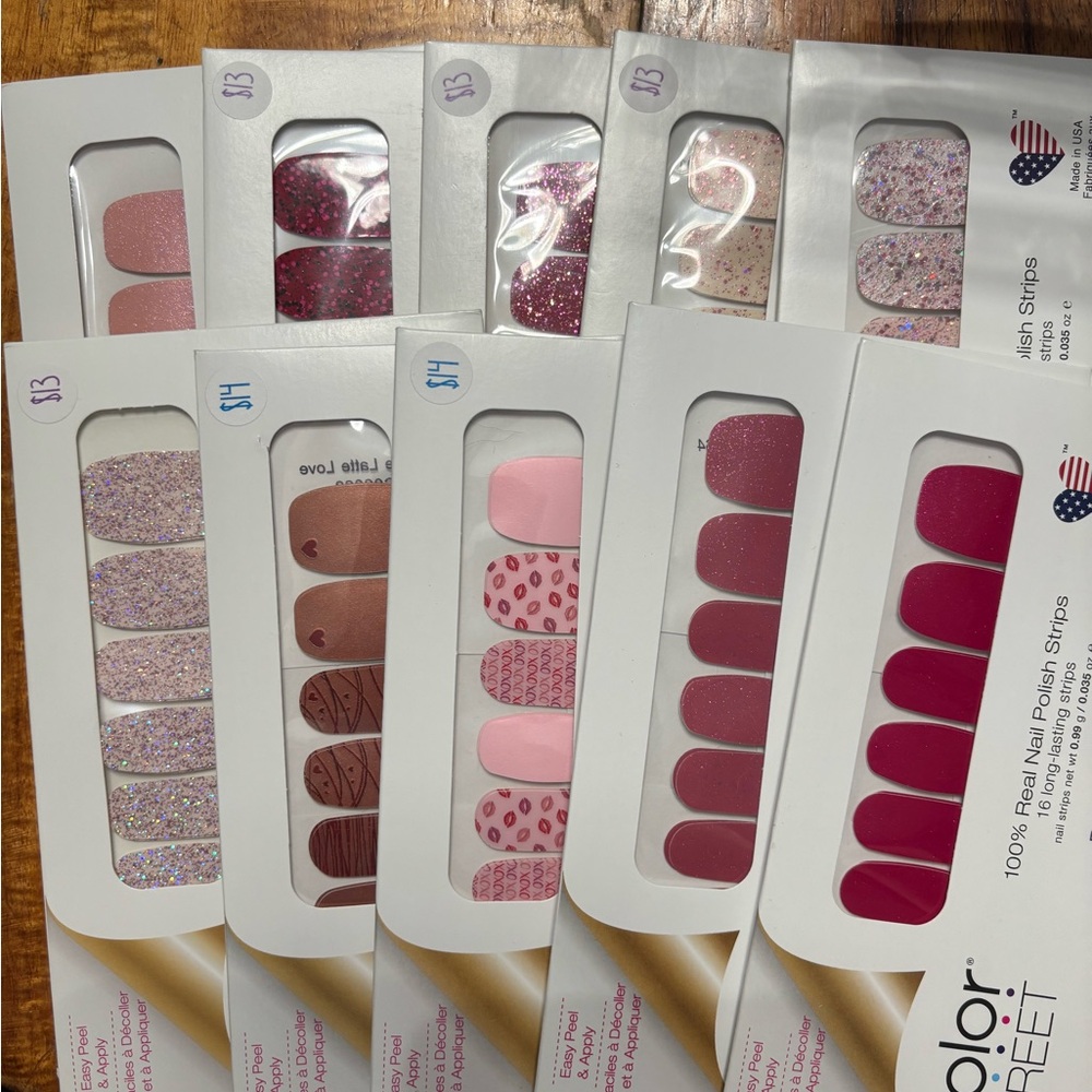 Color Street Pink and Glitter Nail Strips Collection